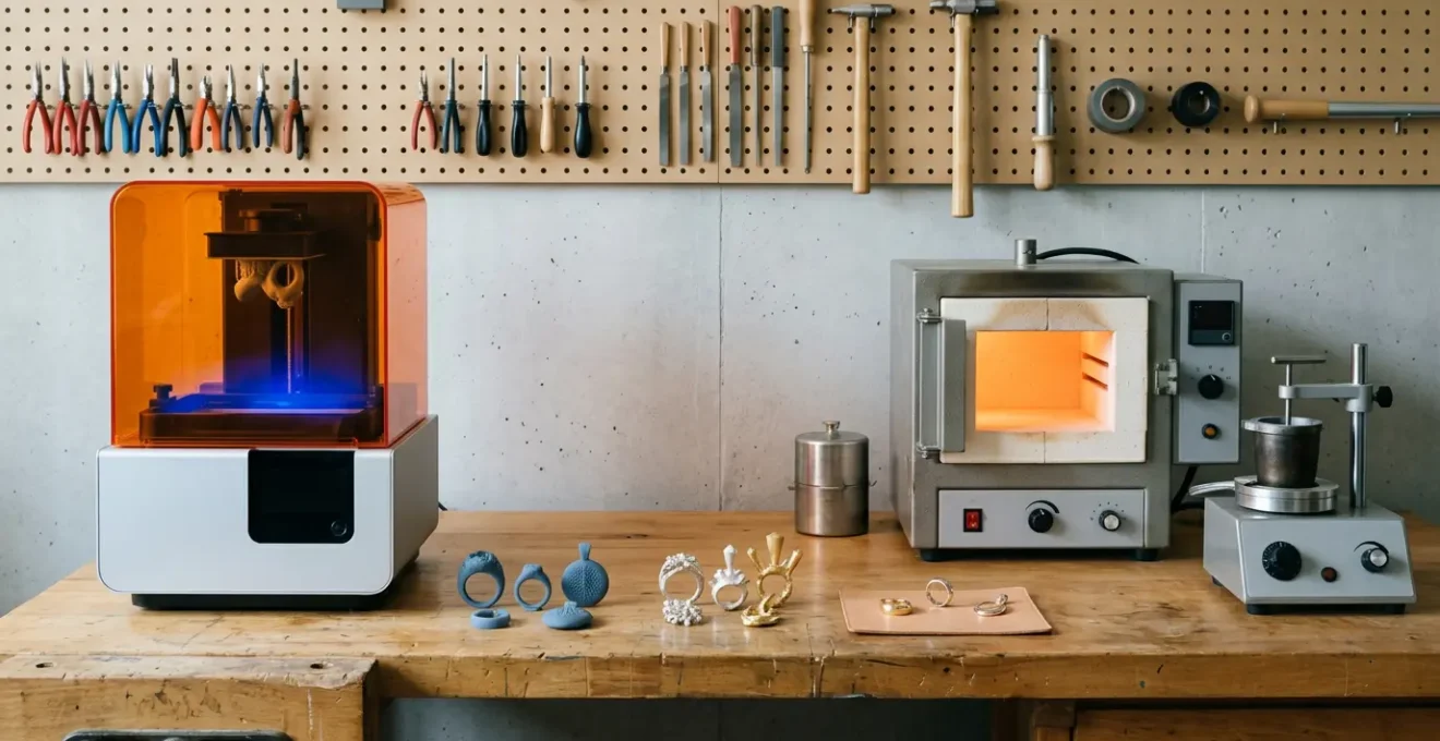 Atelier de bijouterie avec processus d'impression 3D et de fonderie de précision