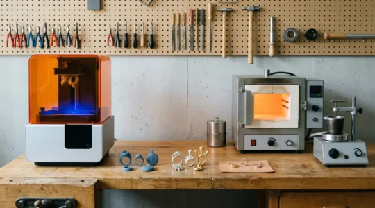 Atelier de bijouterie avec processus d'impression 3D et de fonderie de précision