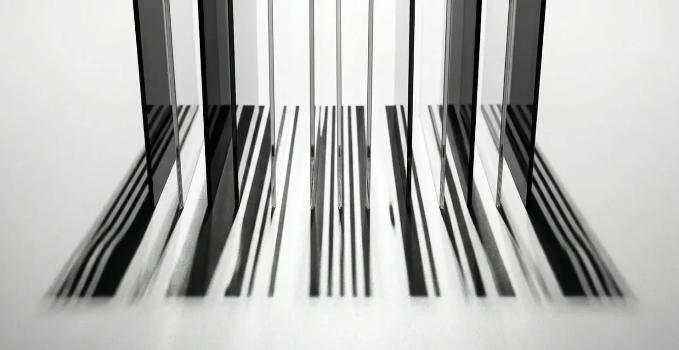 Visualisation technique d'un code-barres montrant les zones de silence et marges requises pour une lecture optimale