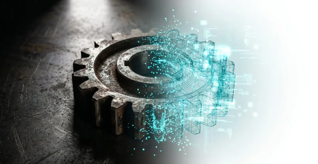 Processus de scan 3D d'une pièce mécanique complexe avec transformation numérique