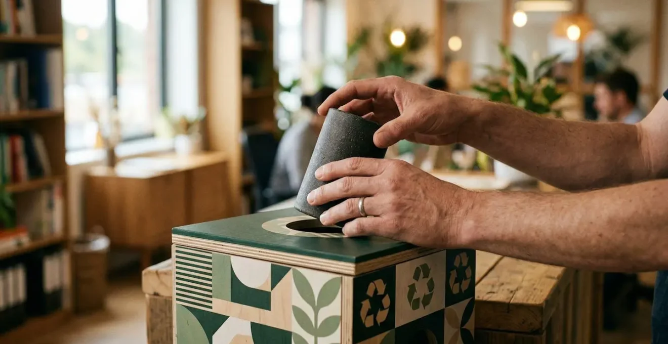 Point de collecte centralisé pour cartouches vides dans un environnement professionnel