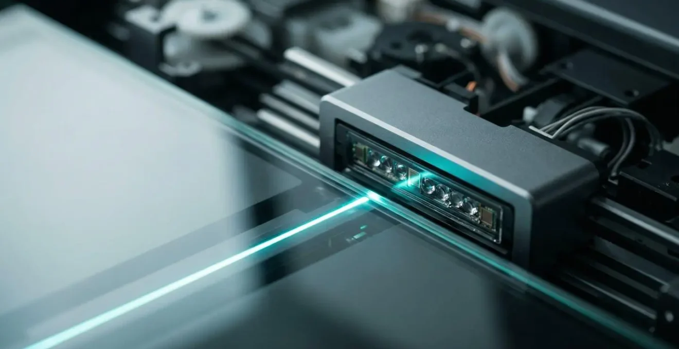 Mécanisme de numérisation single-pass en gros plan montrant la technologie silencieuse
